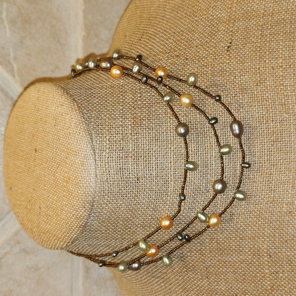 3 for $30 Natural Gemstone Beaded Multi Strand Necklace by Essence Made in USA